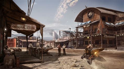 A little steam punk old west town. | Environment concept art, Game ...