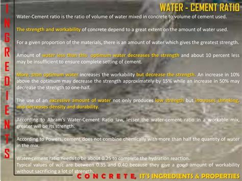 Concrete, Its Ingredients and Properties | PPT