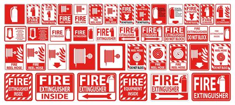 Fire Hose and Extinguisher Sign or Label Set 1078208 Vector Art at Vecteezy