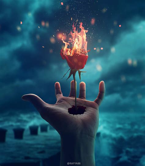 How to Make Simple Photo Manipulation Ideas Burning Rose - rafy A