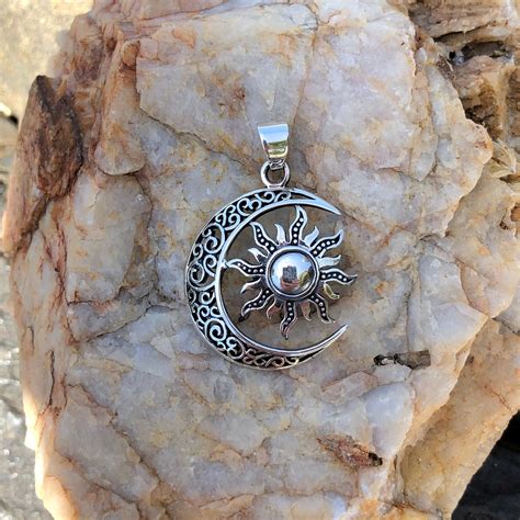 Sterling Silver Sun and Moon Pendant