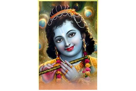 Beautiful lord Krishna photo smile face painting on Synthetic Material