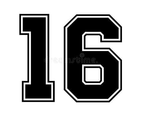 16 Classic Vintage Sport Jersey Number in Black Number on White Background for American Football ...