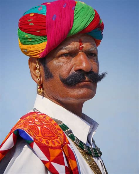 Man in traditional Rajasthani attire during the desert festival in ...