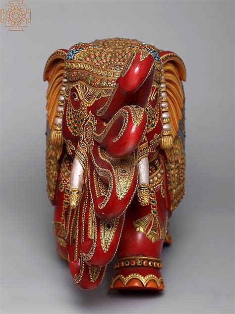 25" Wooden Airavat (Elephant of Indra) | Exotic India Art