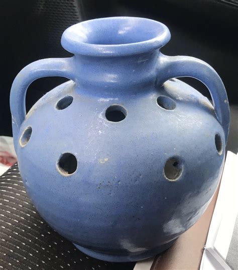 Vintage JB Cole Pottery Waymon Cole Blue Vase Flower Frog North Carolina | eBay | Flower frog ...