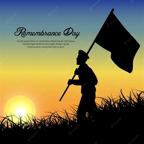 Premium Vector | Happy remembrance day design with soldier silhouette ...