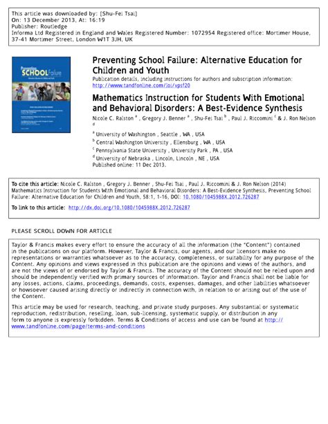 (PDF) A best evidence synthesis of the effects of mathematics instruction for students with ...