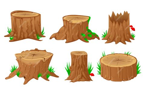 Premium Vector | Collection of stumps with cartoon style