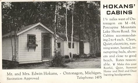 Hokans' Cabins Ontonagon, MI Postcard