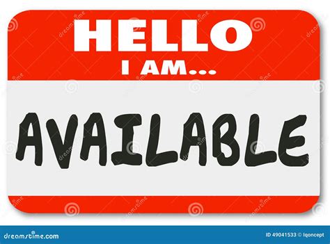 Hello I Am Available Name Tag Sticker Accessible Convenience Ser Stock ...