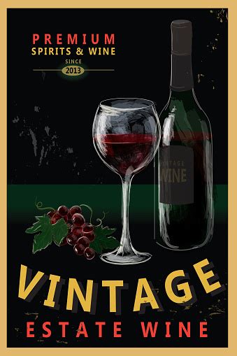 Vintage Wine Poster Design Stock Illustration - Download Image Now - iStock