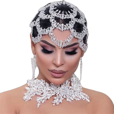 Rhinestone Bridal Headband Big Flower Shape Headdress for Women Hollow ...