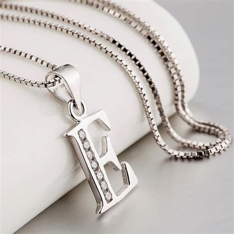 YFN 925 Sterling Silver E Letter Necklace For Women Man Necklace Choker ...