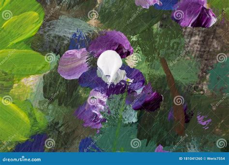 Flowers Oil Painting Spring Landscape Art Stock Illustration ...