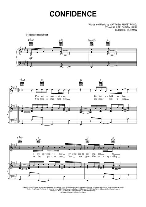 Buy "Confidence" Sheet Music by Sanctus Real for Piano/Vocal/Chords