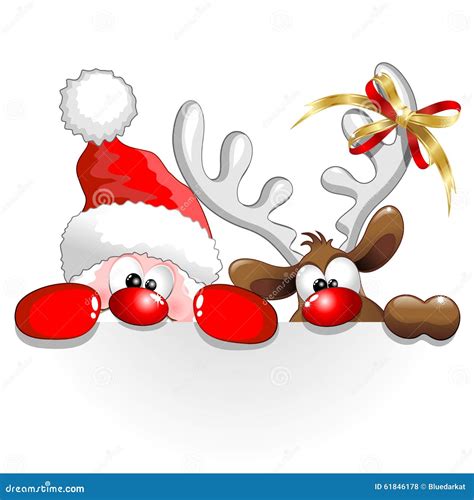 Christmas Santa And Reindeer Fun Cartoon Stock Vector - Image: 61846178