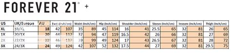 Forever 21 Plus Size Chart