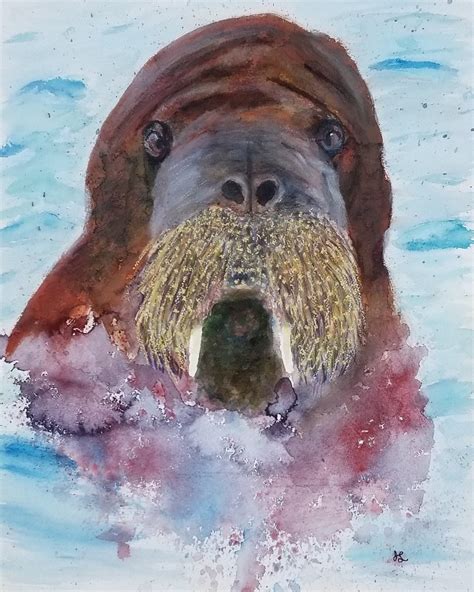 Walrus Portrait Painting Sea Creature Animal Lovers Animal | Etsy