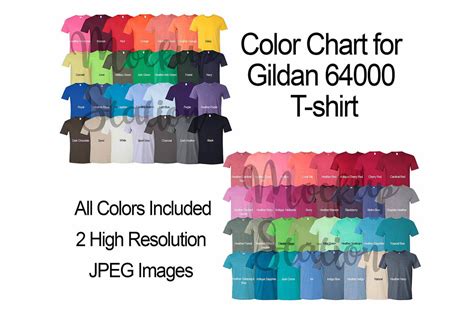 Every Color Digital File Shirt Color Chart // Gildan 500L Unisex Jersey ...