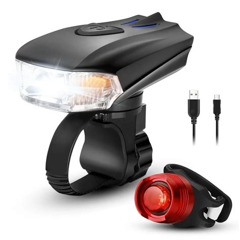 Waterproof LED USB Rechargeable Smart Bike Light Set Super Bright 400 ...