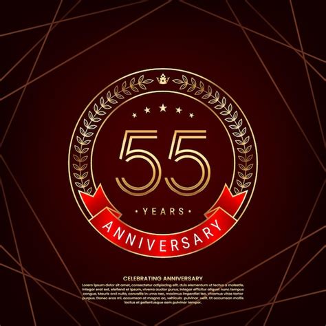 Premium Vector | 55th anniversary logo with golden laurel wreath and ...