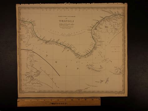 1844 BEAUTIFUL Huge Color MAP of North Africa Gulf Sidra Dernah Tripoli ATLAS: (1844) 1st ...