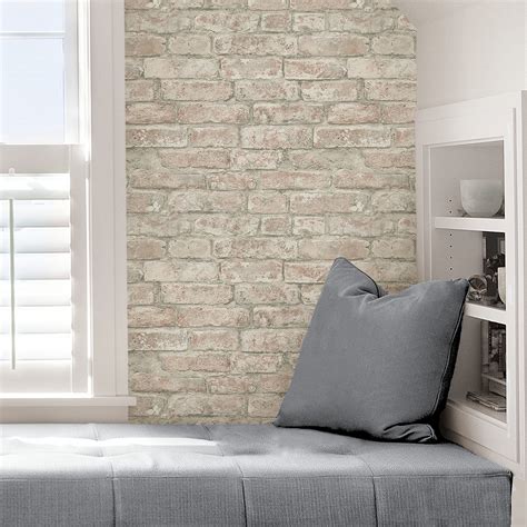 NHS3708 - White Washed Denver Brick Peel and Stick Wallpaper - by InHome