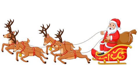 Premium Vector | Santa in Sleigh and His Reindeer isolated on a white ...