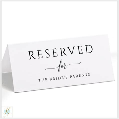 Printable Reserved Sign Tent | Romantic Calligraphy | Large (Editable