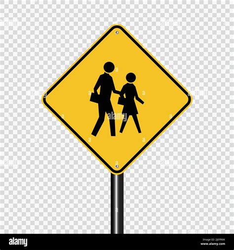 school crossing sign on transparent background,vector illustration ...