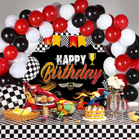 Buy 67 Pieces Race Car Birthday Decorations Happy Birthday Racing Car ...