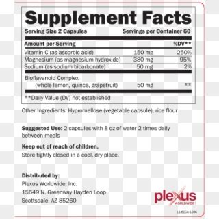 Plexus Probio5 Ingredients Label , Png Download - Plexus Bio Cleanse Ingredients Label Clipart ...