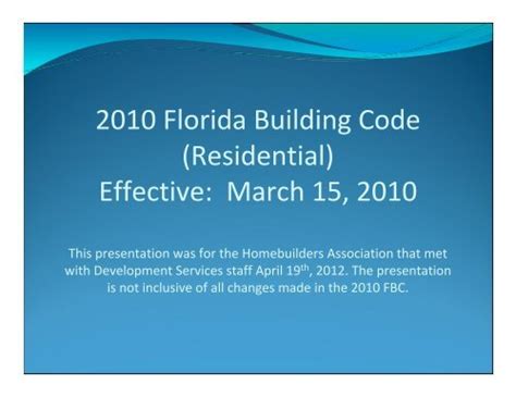 2010 Florida Building Code (Residential) - Santa Rosa County