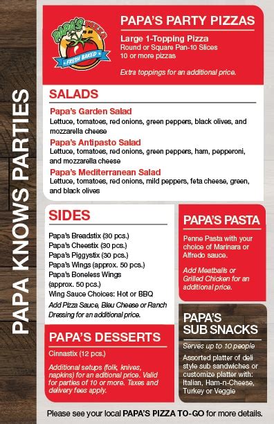 Catering - Papa's Pizza To Go