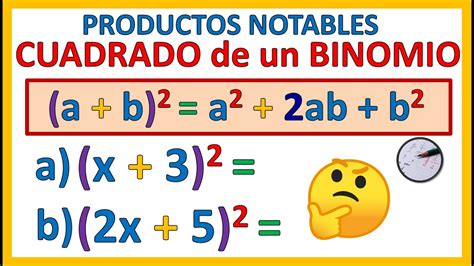 CUADRADO de un BINOMIO con SUMA | PRODUCTOS NOTABLES - YouTube