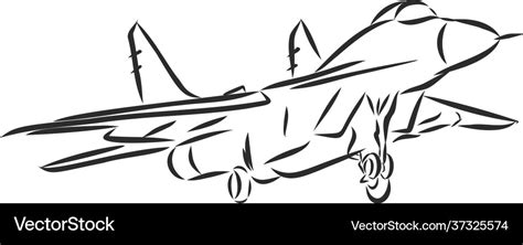 Hand drawing war plane fighter jet cketch Vector Image