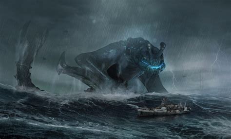 Gray monster wallpaper, fantasy art, Pacific Rim, kaiju, sailing ship HD wallpaper | Wallpaper Flare