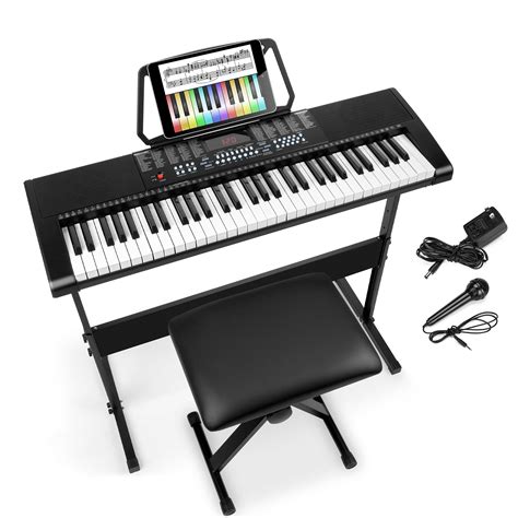 Best Choice Products 61-Key Piano Keyboard Set w/ LED Keys, Microphone, Stand, Stool - Walmart ...