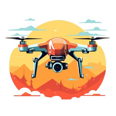 Quadcopter Aerial Drone with Camera Cartoon Vector Illustration Stock ...