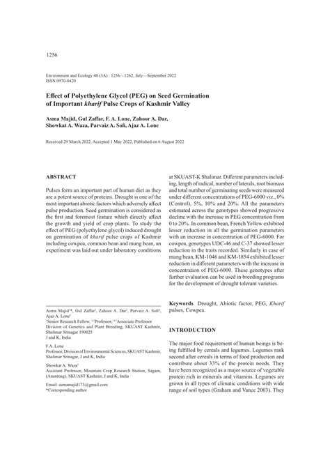 (PDF) Effect of Polyethylene Glycol (PEG) on Seed Germination of Important kharif Pulse Crops of ...