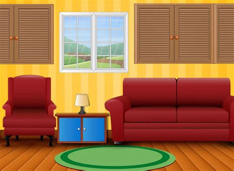 Red sofa set and side table in a room 6132992 Vector Art at Vecteezy