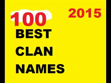 100 BEST CLAN NAMES [HD] - YouTube