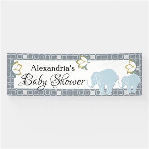 Blue Elephant Boy Baby Shower Banner | Zazzle