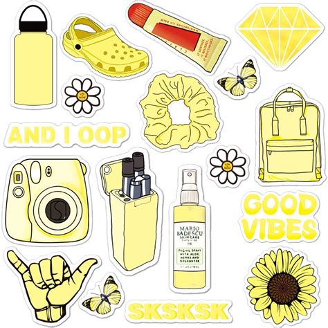 Buy ANERZA VSCO Stickers, Light Yellow Vinyl Waterproof Water Bottle Stickers, Laptop, Phone ...