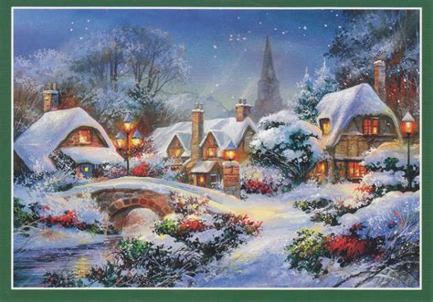vintage CHRISTMAS VILLAGE snowy houses POSTCARDS by MaxAndCoPost