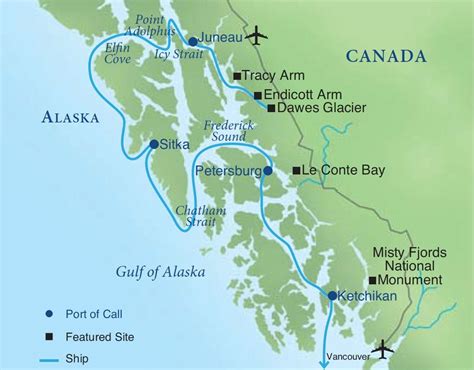 Alaska Inner Passage Cruise Map