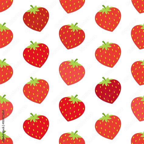 Seamless wallpaper. Cartoon strawberry. Pattern on white background Stock Vector | Adobe Stock