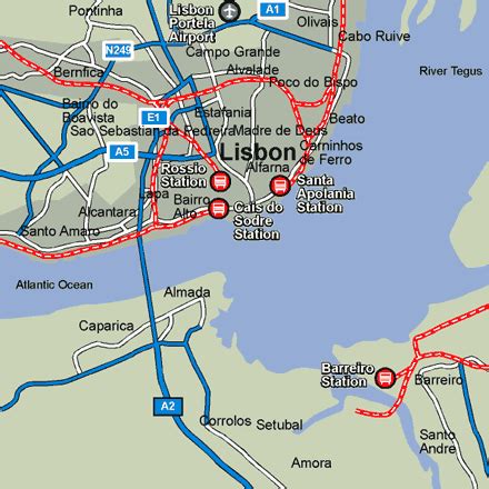 Lisbon Rail Maps and Stations from European Rail Guide