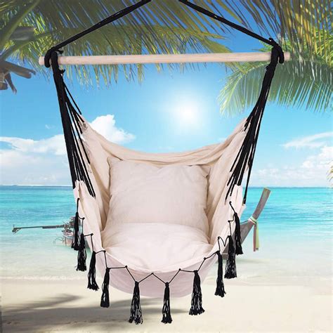 Extra Large Hammock Chair Macrame Swing with Cushions for Indoor ...